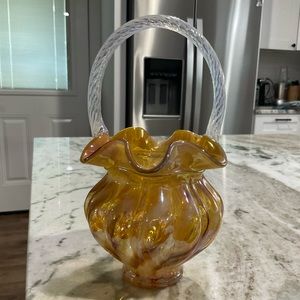 Fenton Autumn Gold Opalescent Iridized Basket